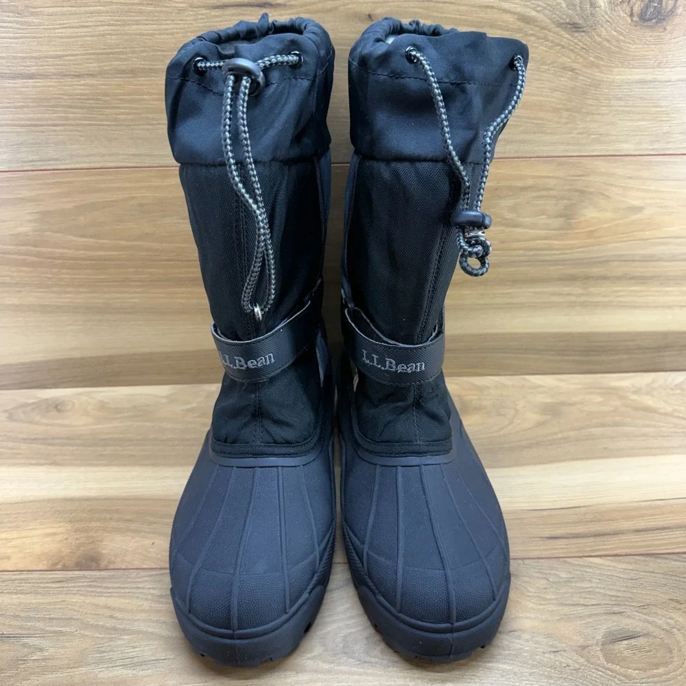 LL BEAN Northwoods Boys Youth Snow‎ Boots 6 Black Gray Waterproof Insulated